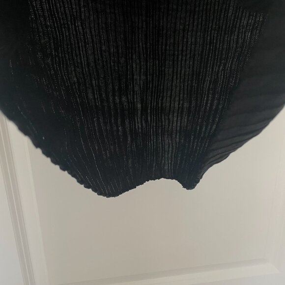 Vintage Pastille Black Silk Blend Ribbed Knit Top – Round Neck, Women’s Size M - Picture 5 of 6